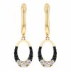 Frederic Sage Black & White Diamond Oval Dangle Earrings in Yellow Gold