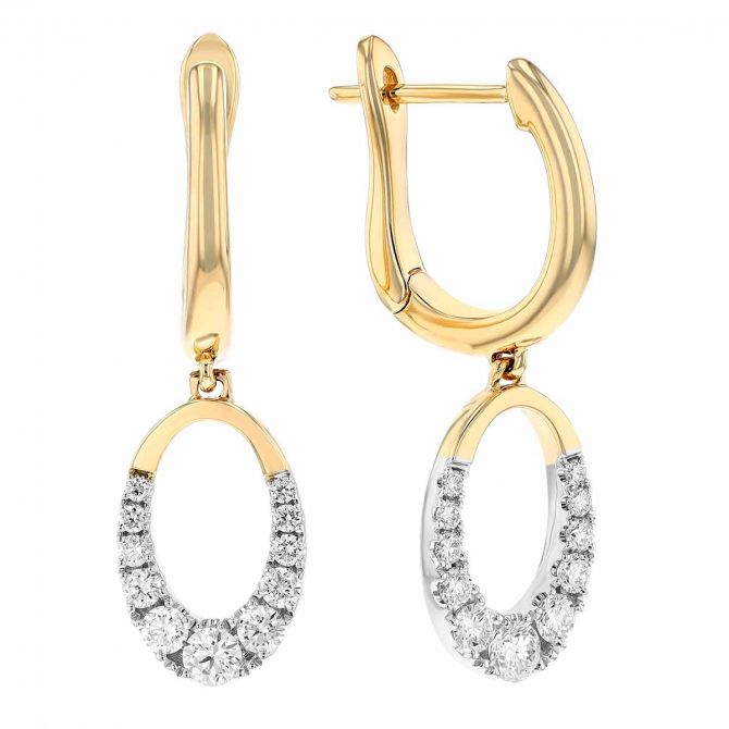 Frederic Sage Diamond Oval Dangle Earrings in Yellow & White Gold
