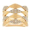 Diamond Pavé Geometric Pattern Multi Band Stacked Ring in Yellow Gold
