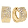 Diamond Pave Sunburst Pattern Wide Hoop Earrings in Yellow Gold