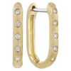 Flush Set Diamond U-Shaped Hoop Earrings in Satin Yellow Gold