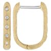 Flush Set Diamond U-Shaped Hoop Earrings in Satin Yellow Gold