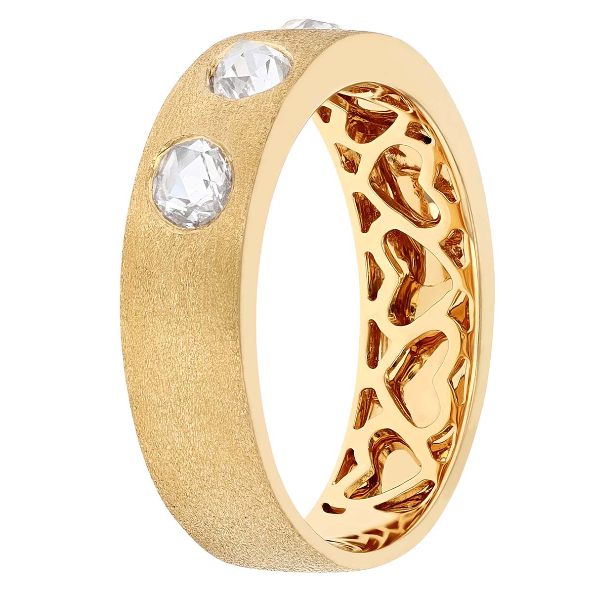 Mixed Shape Flush Set Diamond Ring in Yellow Gold