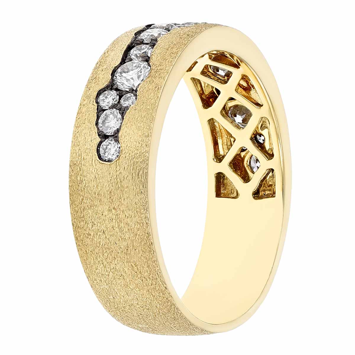 Inlet Rising Ring Flush Set Diamond Wave Inlet Ring in Yellow Gold | Borsheims