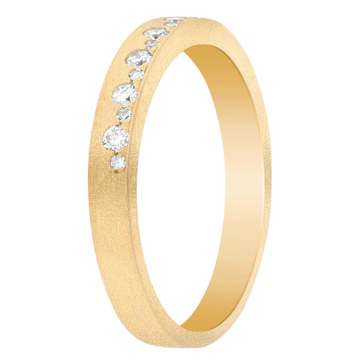 Alternating Size Diamond Square Edge Ring in Yellow Gold