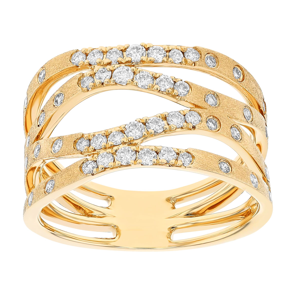 Diamond Scatter Multi Band Stacked Ring in Yellow Gold