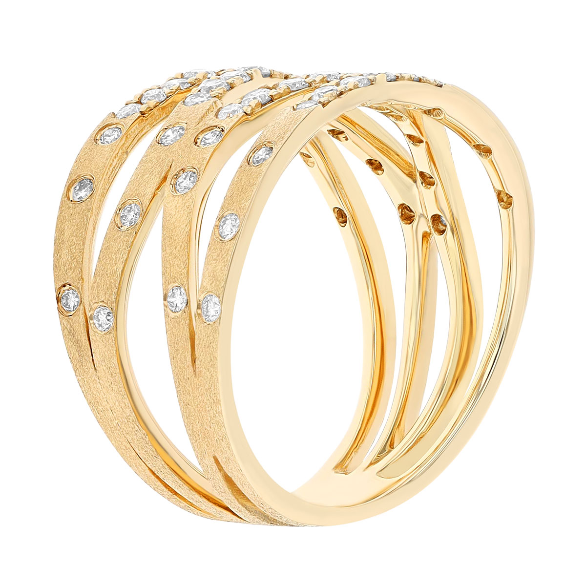 Diamond Scatter Multi Band Stacked Ring in Yellow Gold