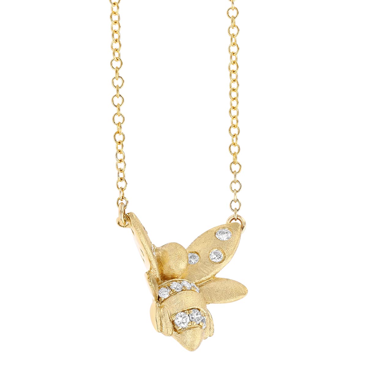 Yellow Gold Bee Pendant with Diamonds