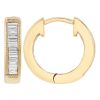 Baguette Diamond Channel Set Huggie Hoop Earrings with Milgrain in Yellow Gold