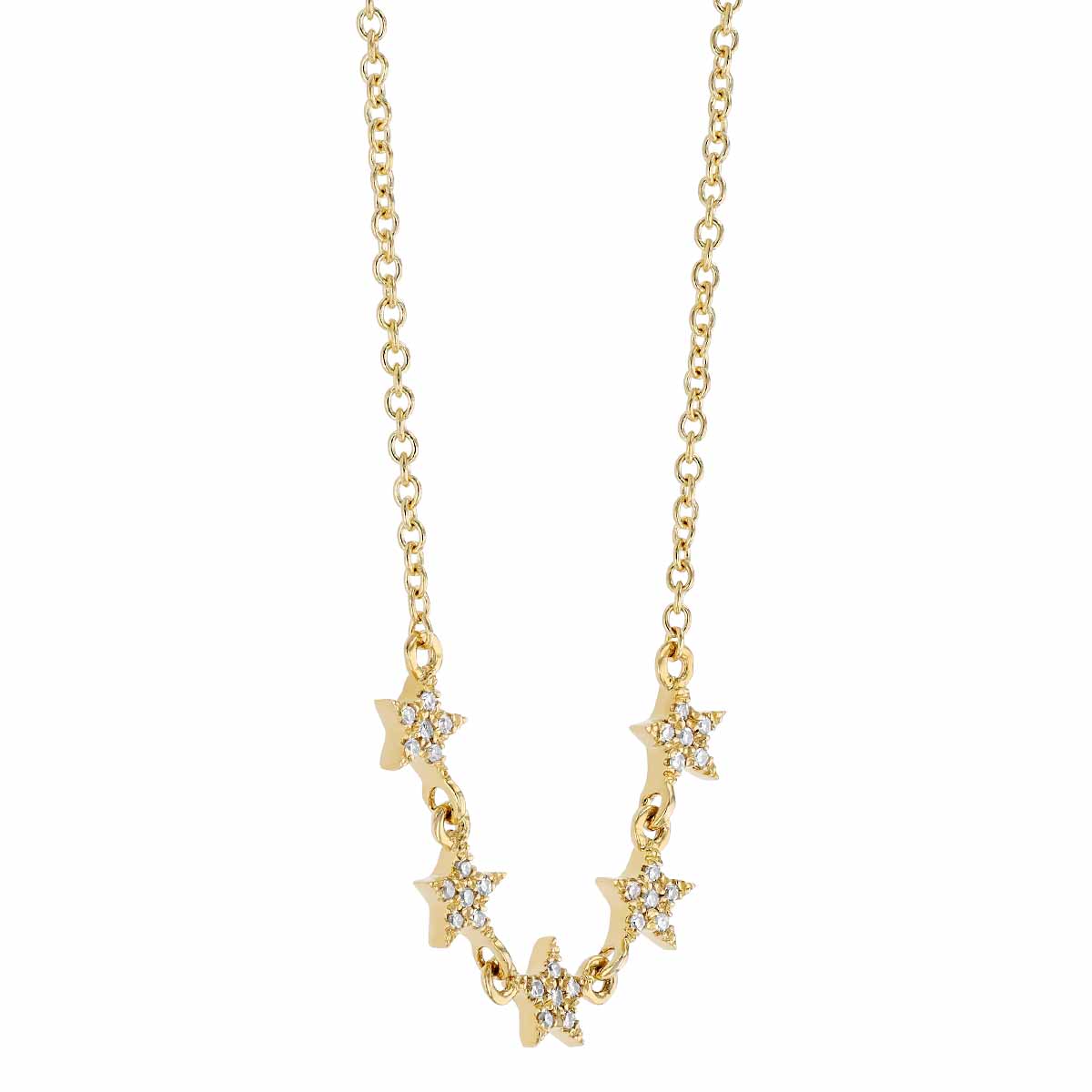 Diamond 5 Star Necklace in Yellow Gold, 18