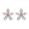 Diamond Dainty Flower Stud Earrings in Rose Gold