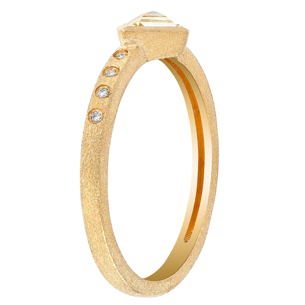 Fancy Yellow Bezel Set Diamond Ring in Yellow Gold