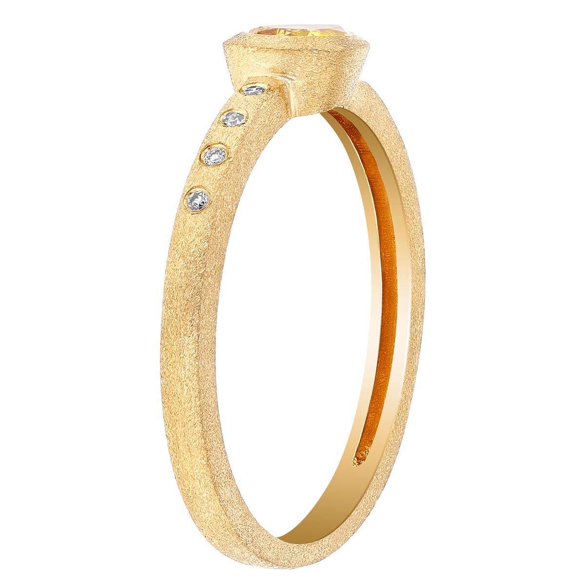 Pear Shaped Fancy Yellow Diamond East West Ring in Yellow Gold