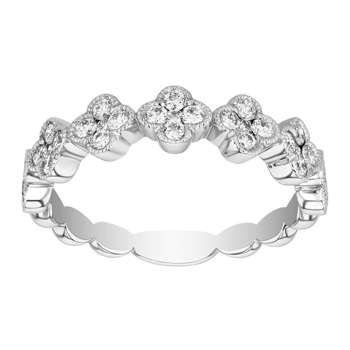 Diamond Floral Cluster Ring in White Gold