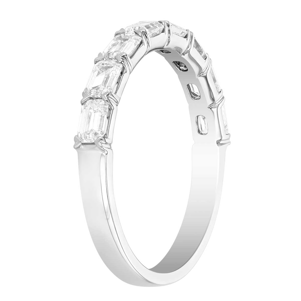 Emerald Cut Diamond East West Band Ring in White Gold