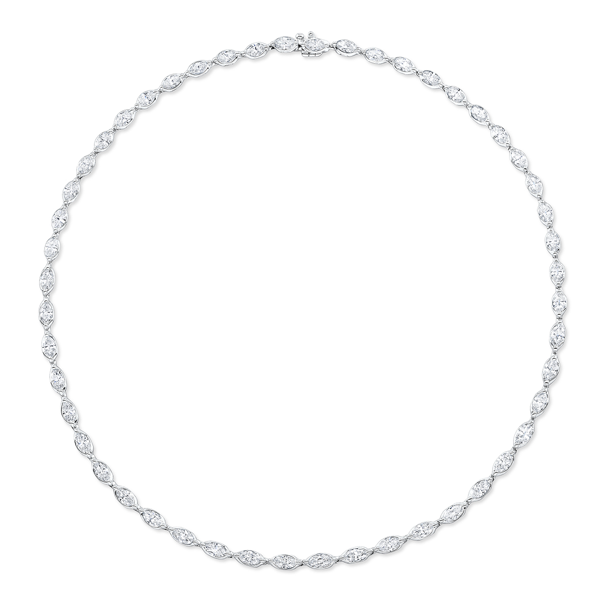 Rahaminov Marquise Diamond Tennis Necklace in White Gold, 15.75