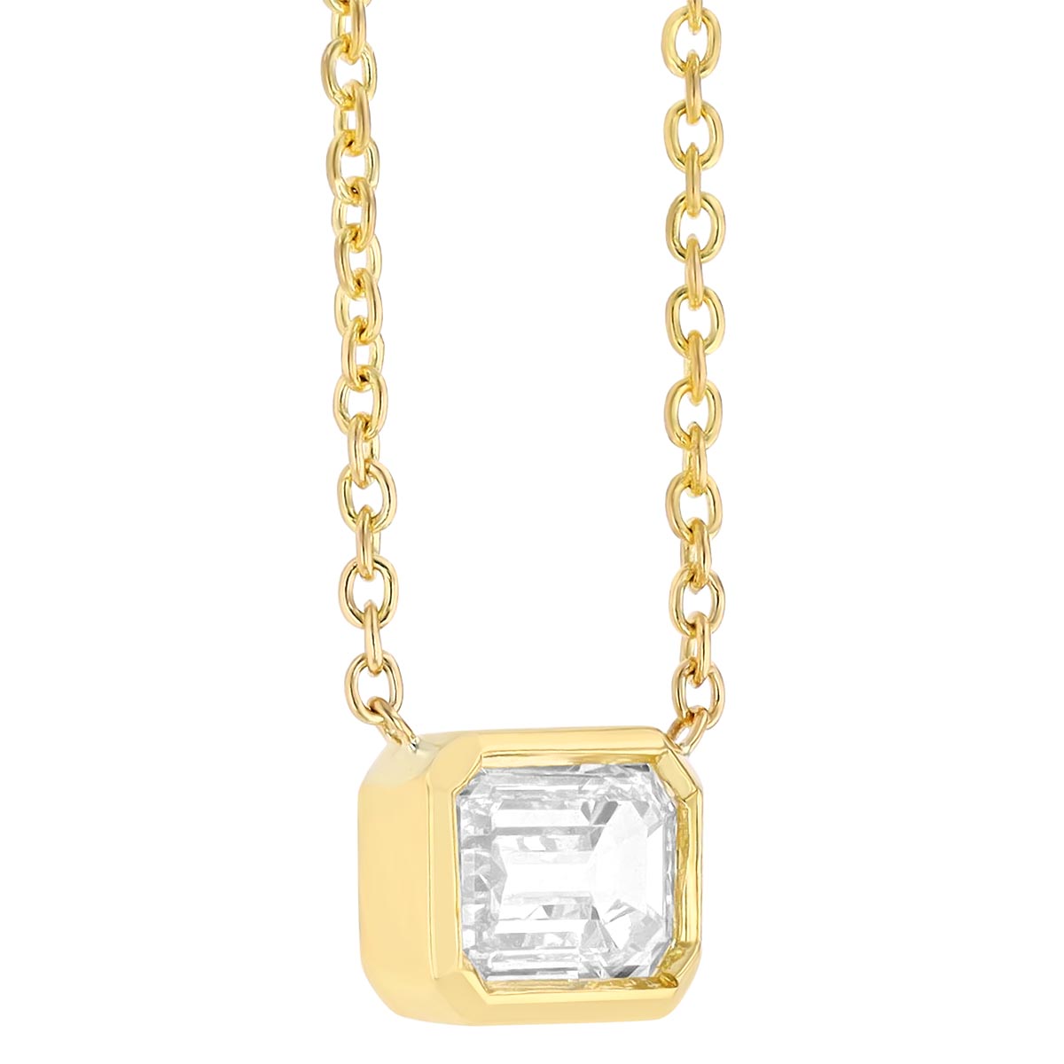 Roberto Coin Emerald Cut Diamond Solitaire Bezel Set Pendant in Yellow Gold, 18
