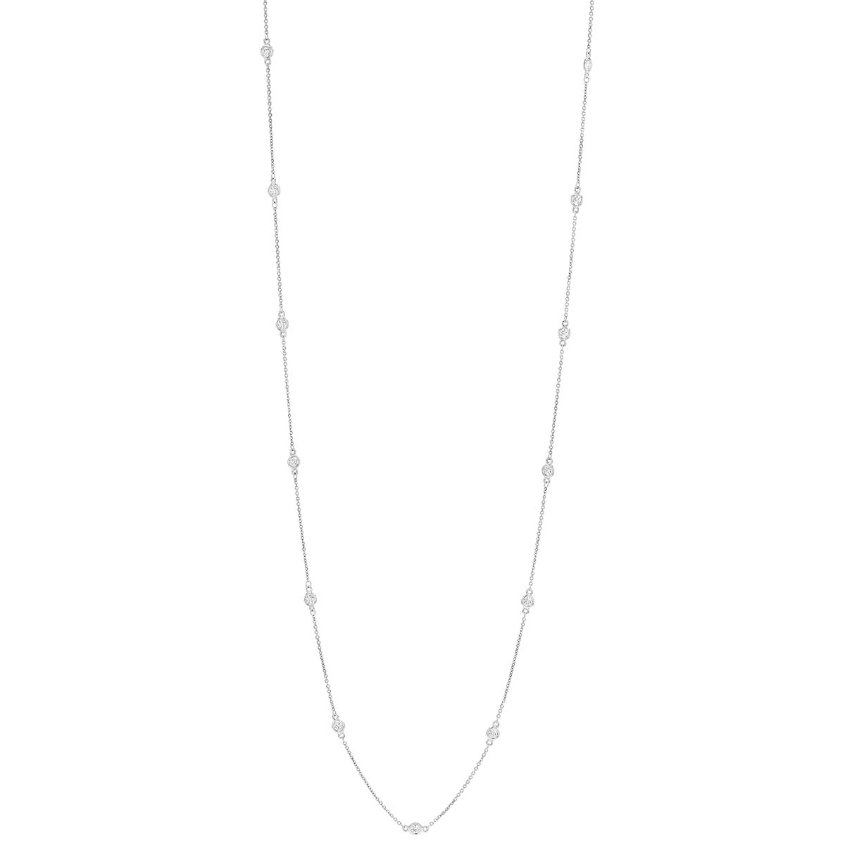 Diamond 24 Station By Yard Necklace in White Gold, 36