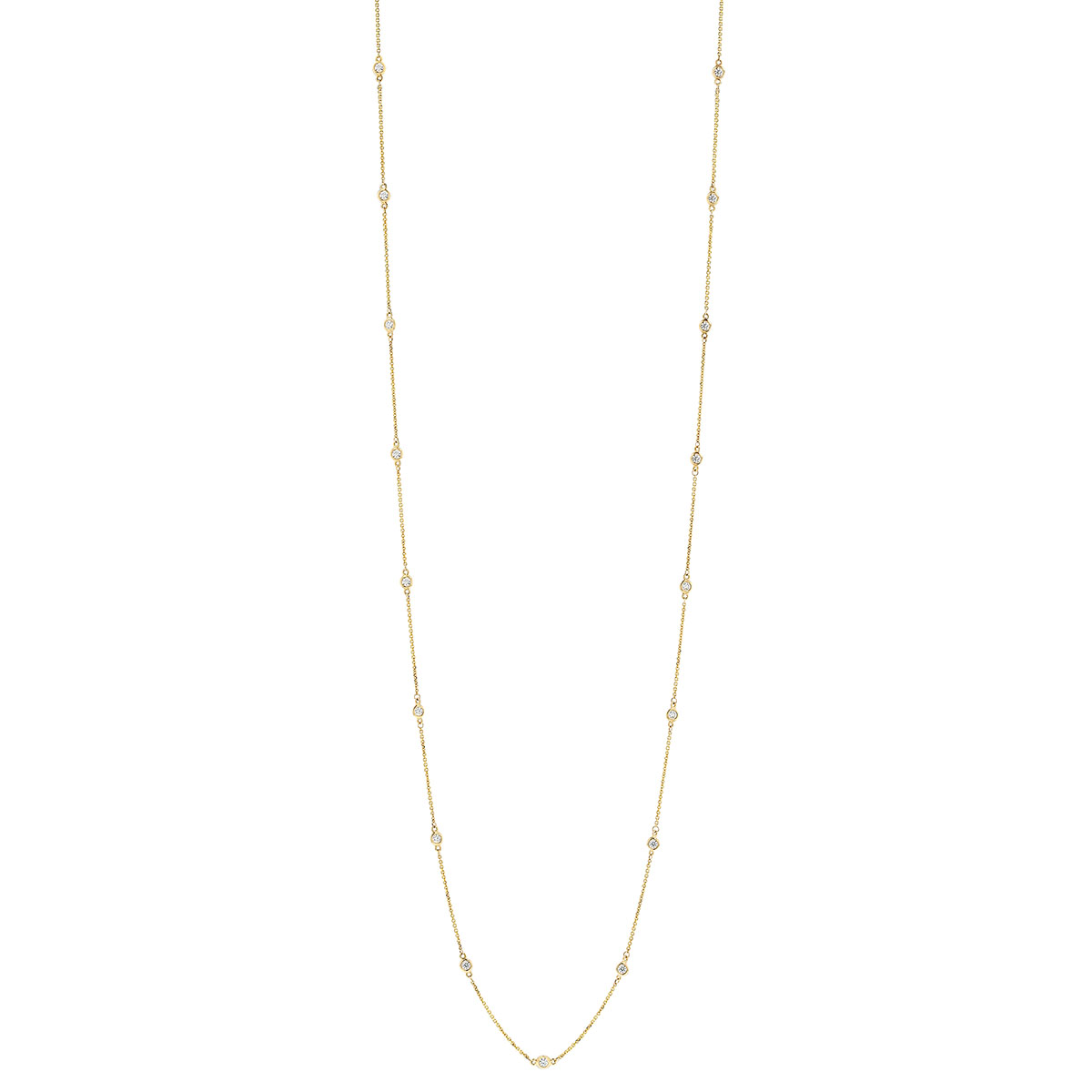 Diamond 36 Station Necklace in Yellow Gold, 1.37 cttw, 36
