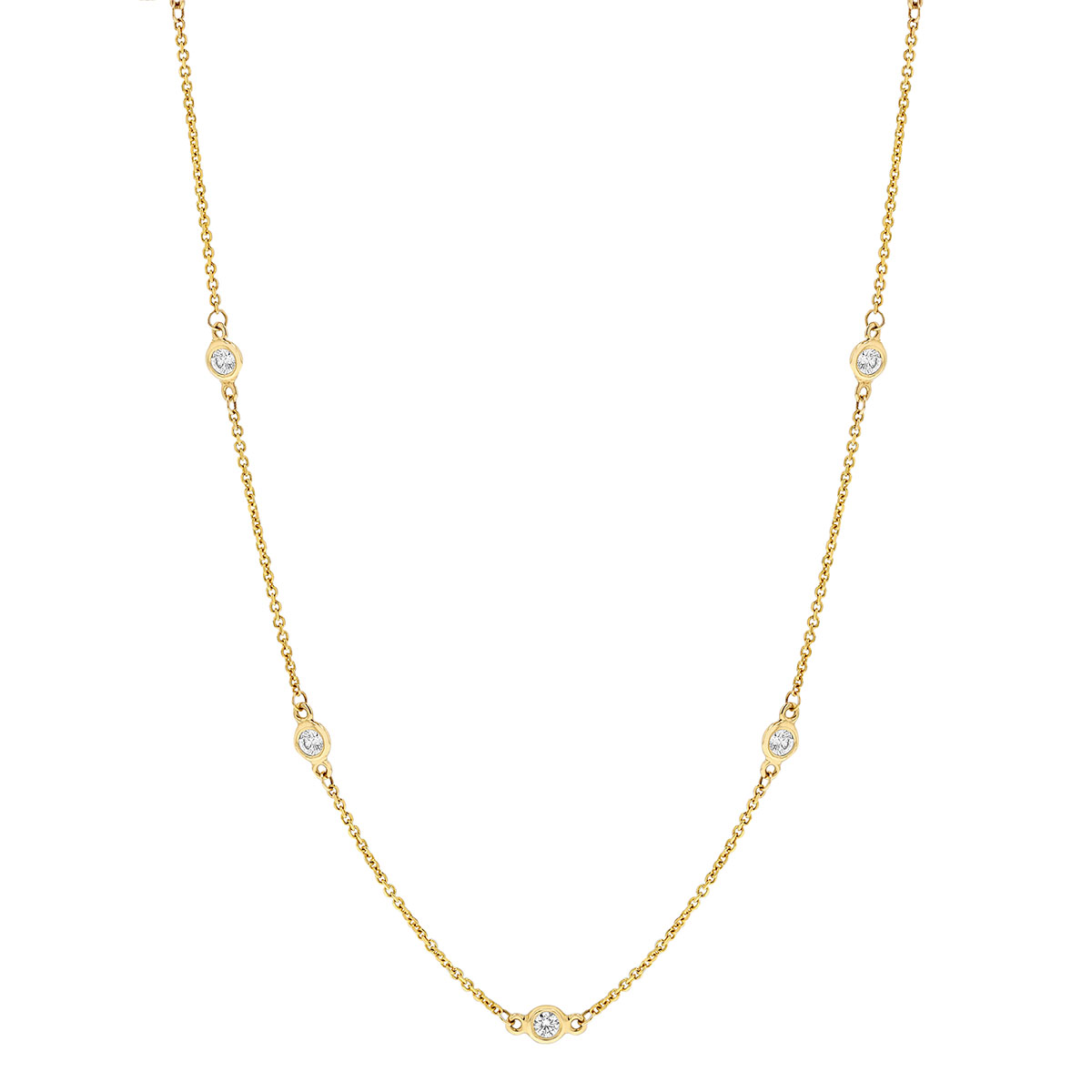 Diamond 36 Station Necklace in Yellow Gold, 1.37 cttw, 36