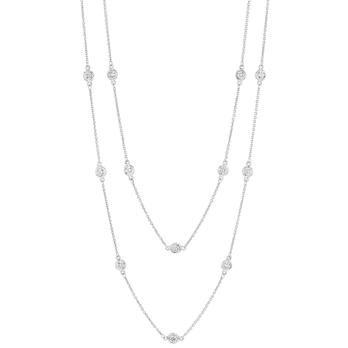 Diamond 24 Station By Yard Necklace in White Gold, 36