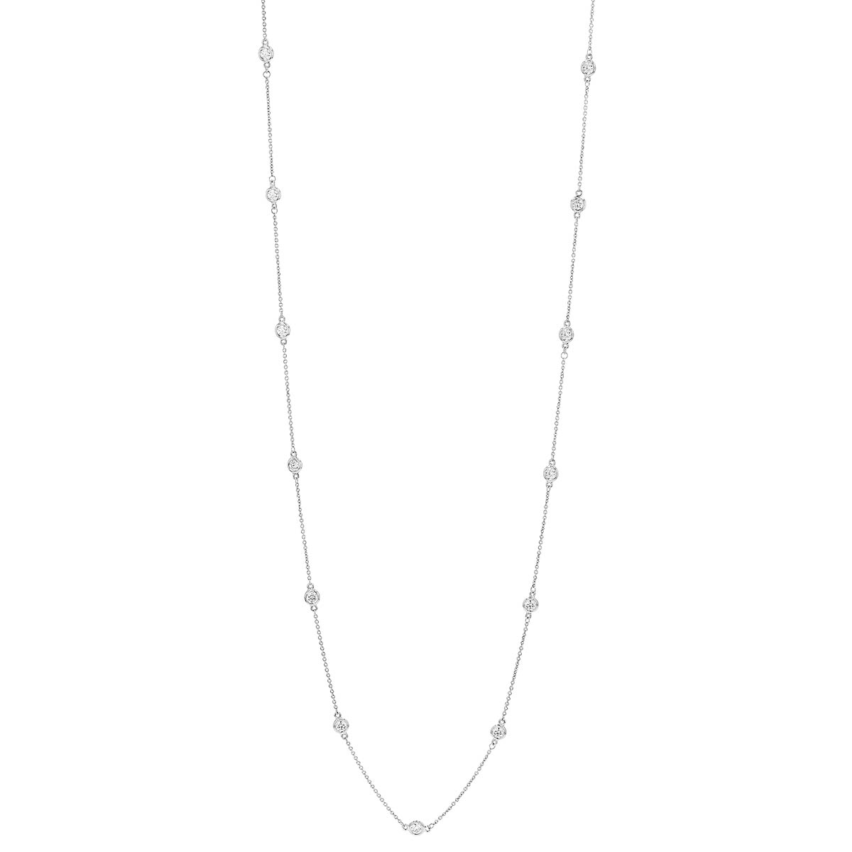 Diamond 24 Station By Yard Necklace in White Gold, 36