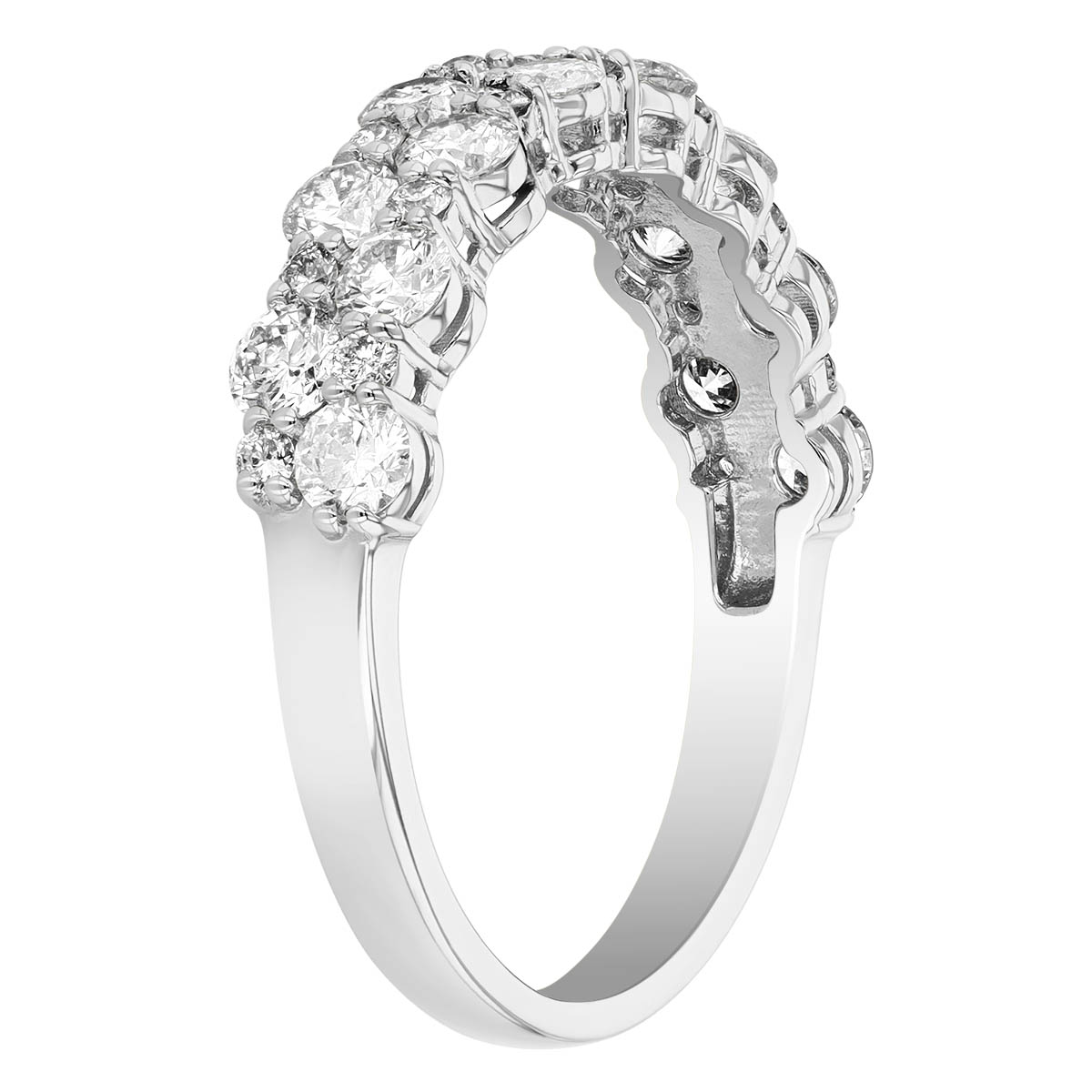 Diamond 2 Row Alternating Ring in White Gold