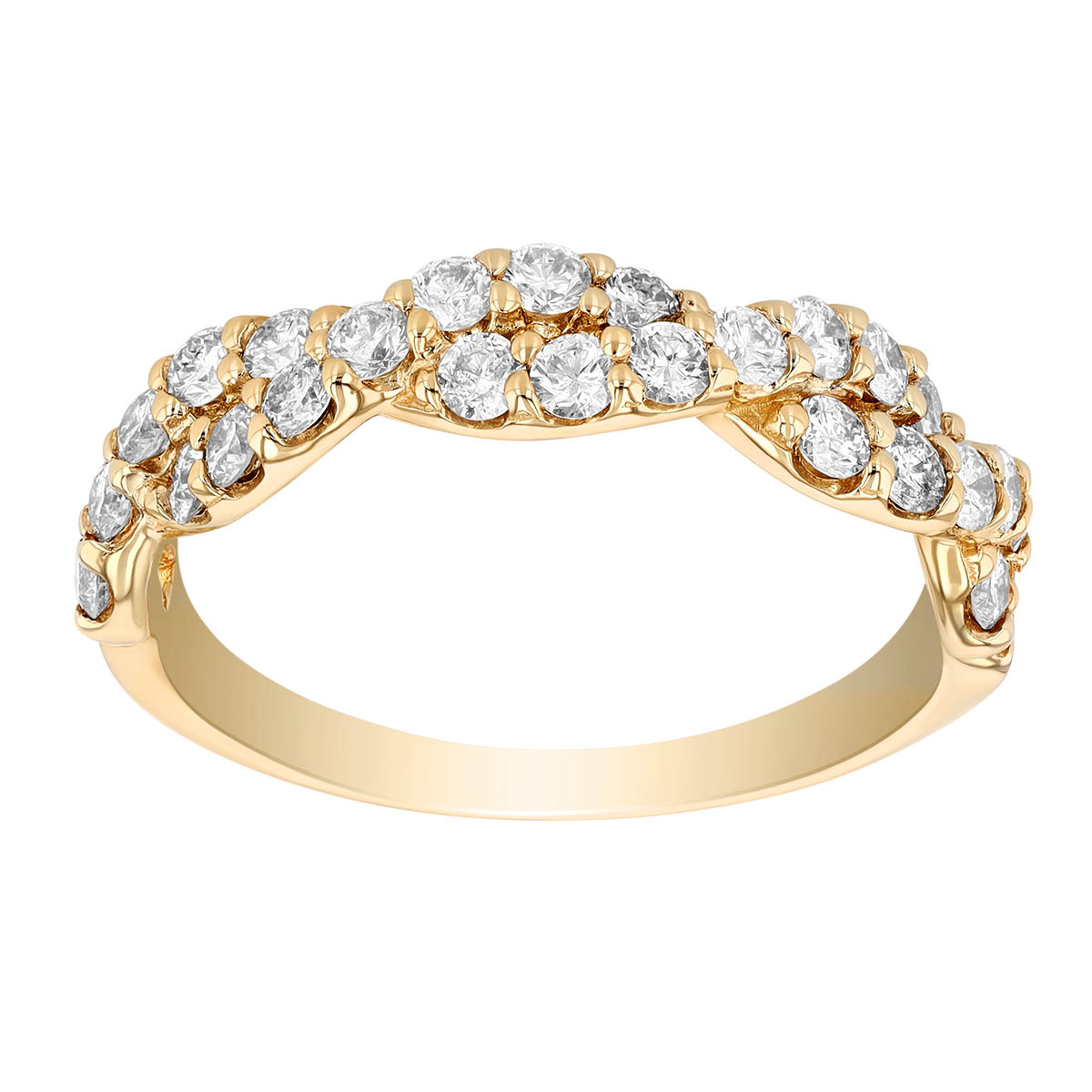 Diamond Twist 2 Row Band Ring in Yellow Gold
