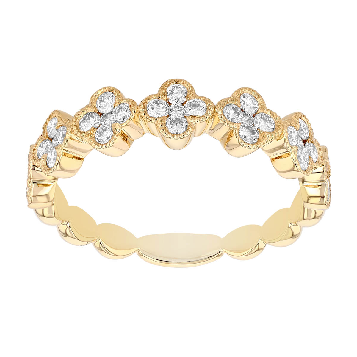 Diamond Petite Quatrefoil Pattern in  Yellow Gold