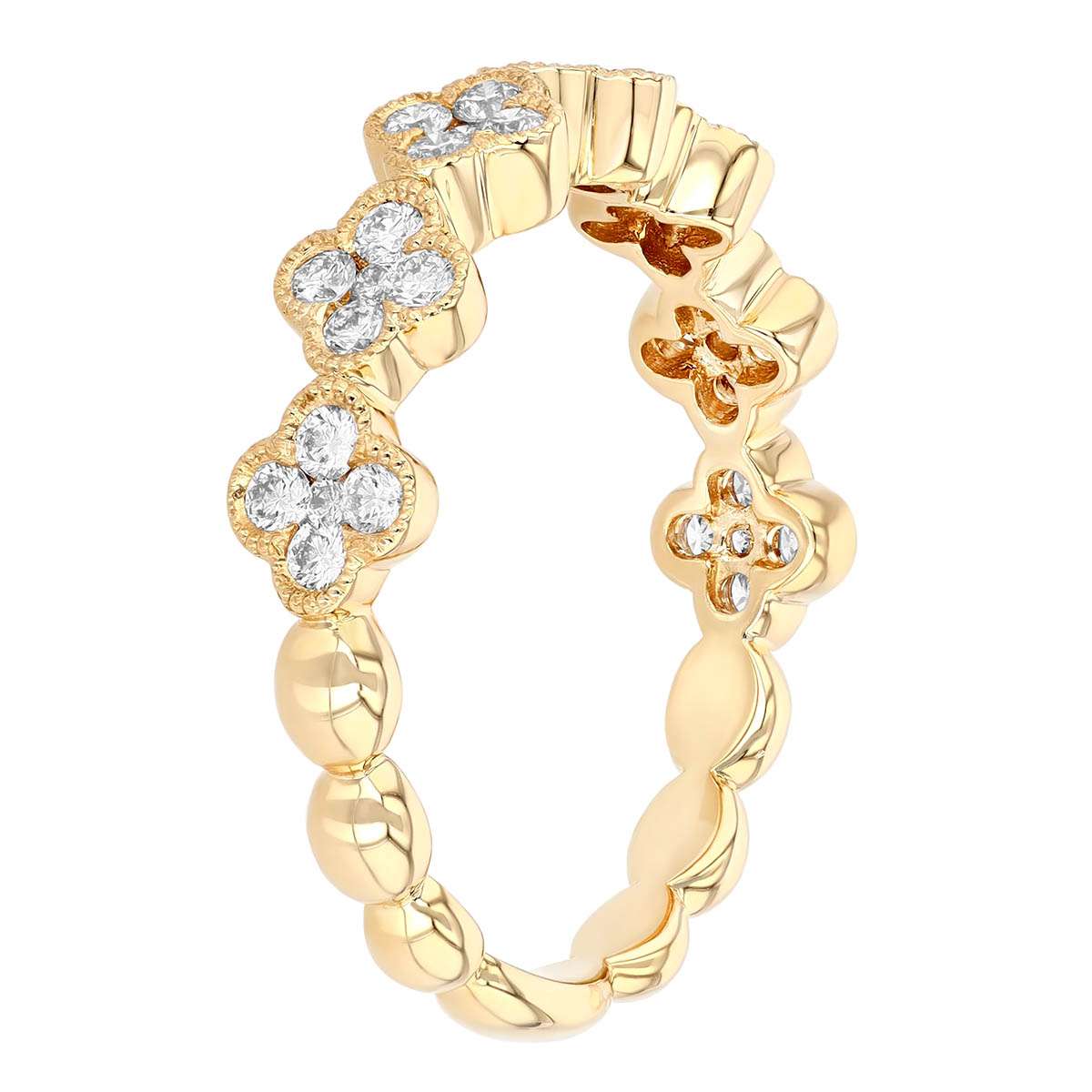 Diamond Petite Quatrefoil Pattern in  Yellow Gold
