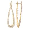 Diamond Pavé Long Teardrop Shaped Front-to-Back Earrings in Yellow Gold