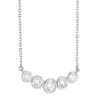 Graduated Bezel Set Diamond 5 Stone Necklace in White Gold, 18"