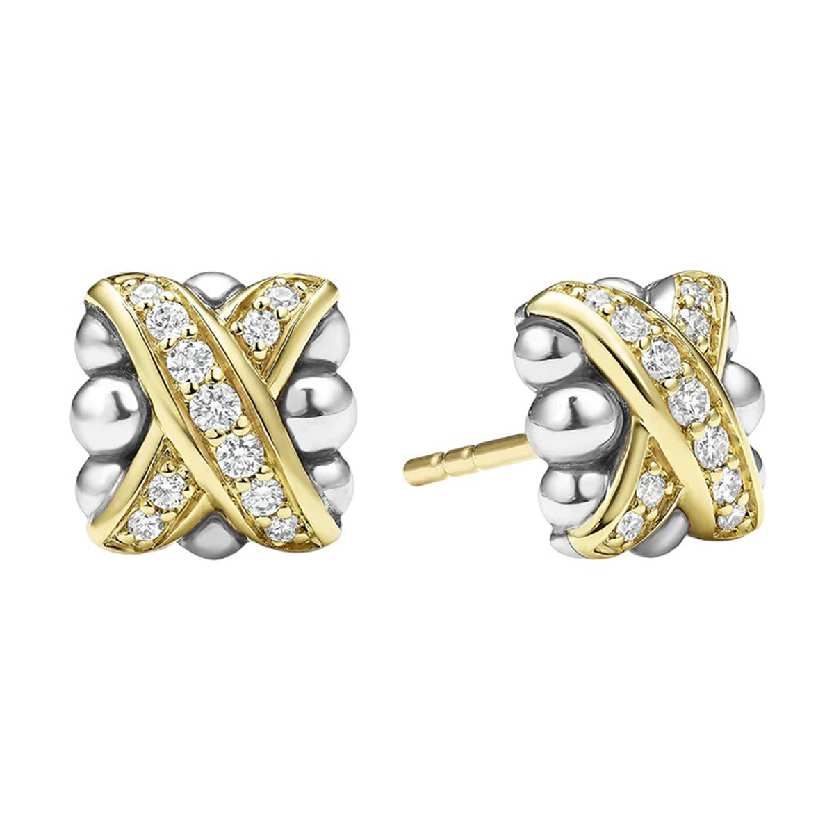 LAGOS Embrace Two-Tone X Diamond Stud Earrings