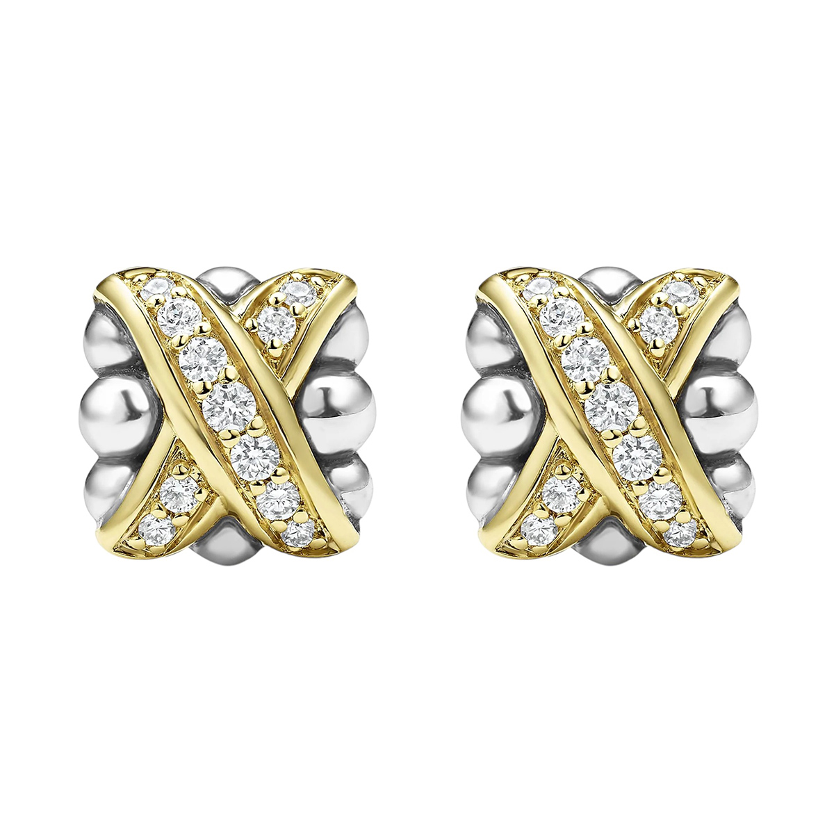 LAGOS Embrace Two-Tone X Diamond Stud Earrings