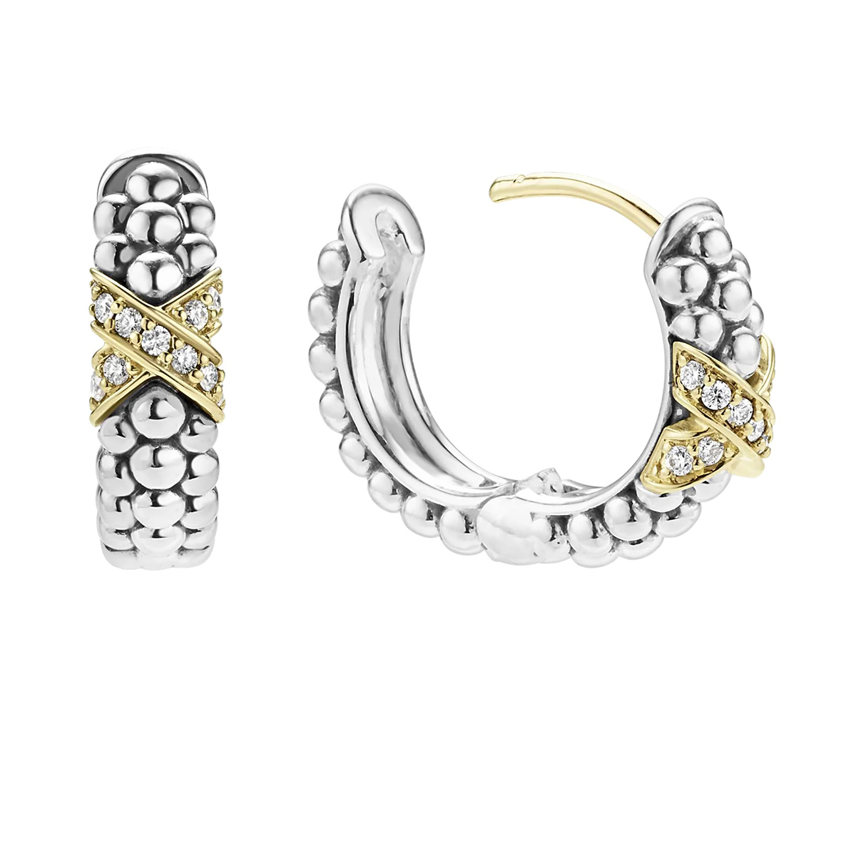LAGOS Embrace Two-Tone Diamond Huggie Earrings
