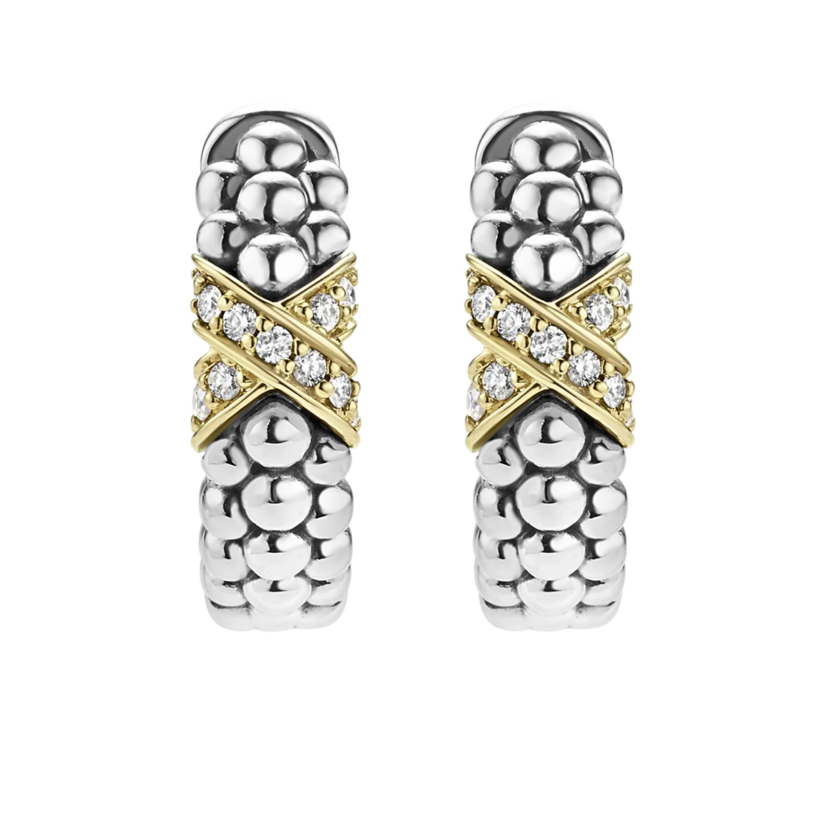 LAGOS Embrace Two-Tone Diamond Huggie Earrings