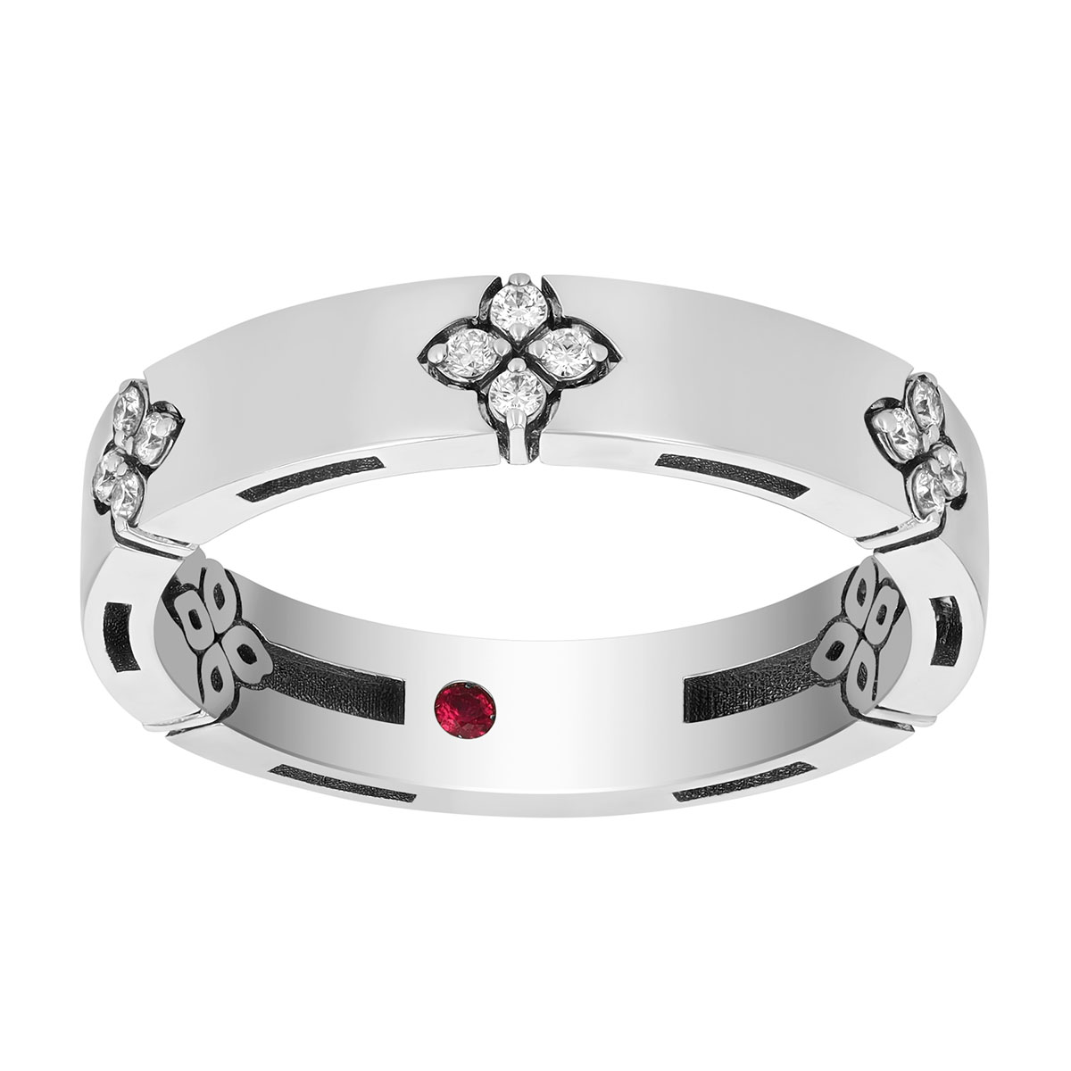 Roberto Coin Love in Verona Diamond Flower Station Ring in White Gold, Size 9