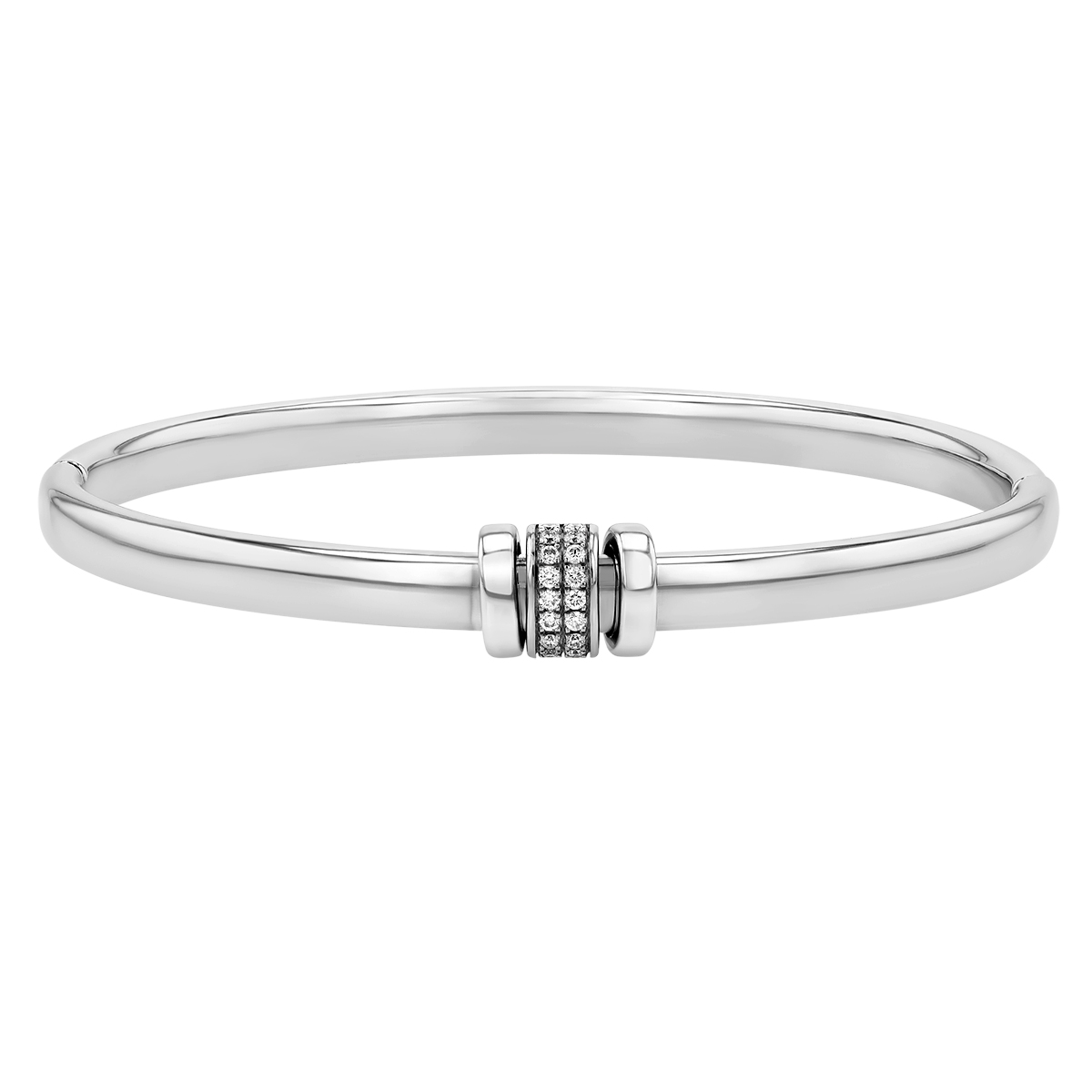 Pesavento Diamond Pave Rondelle Stretch Bangle Bracelet in Sterling Silver