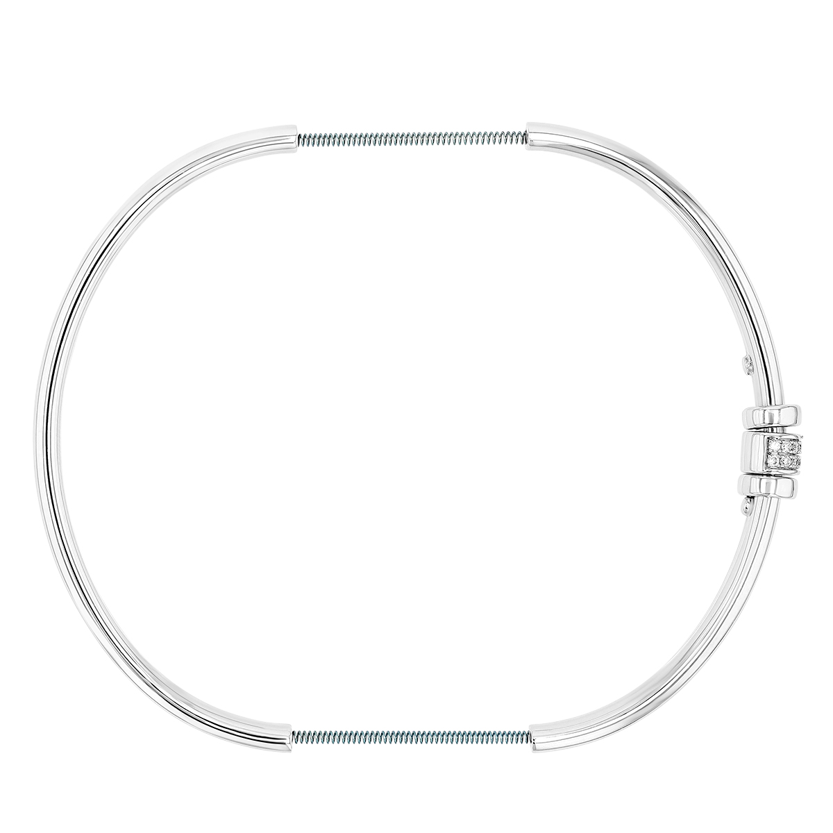 Pesavento Diamond Pave Rondelle Stretch Bangle Bracelet in Sterling Silver