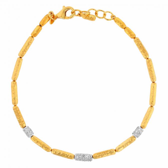Marika Diamond Pavé Rounded Link Chain Bracelet in Two Tone, 7"