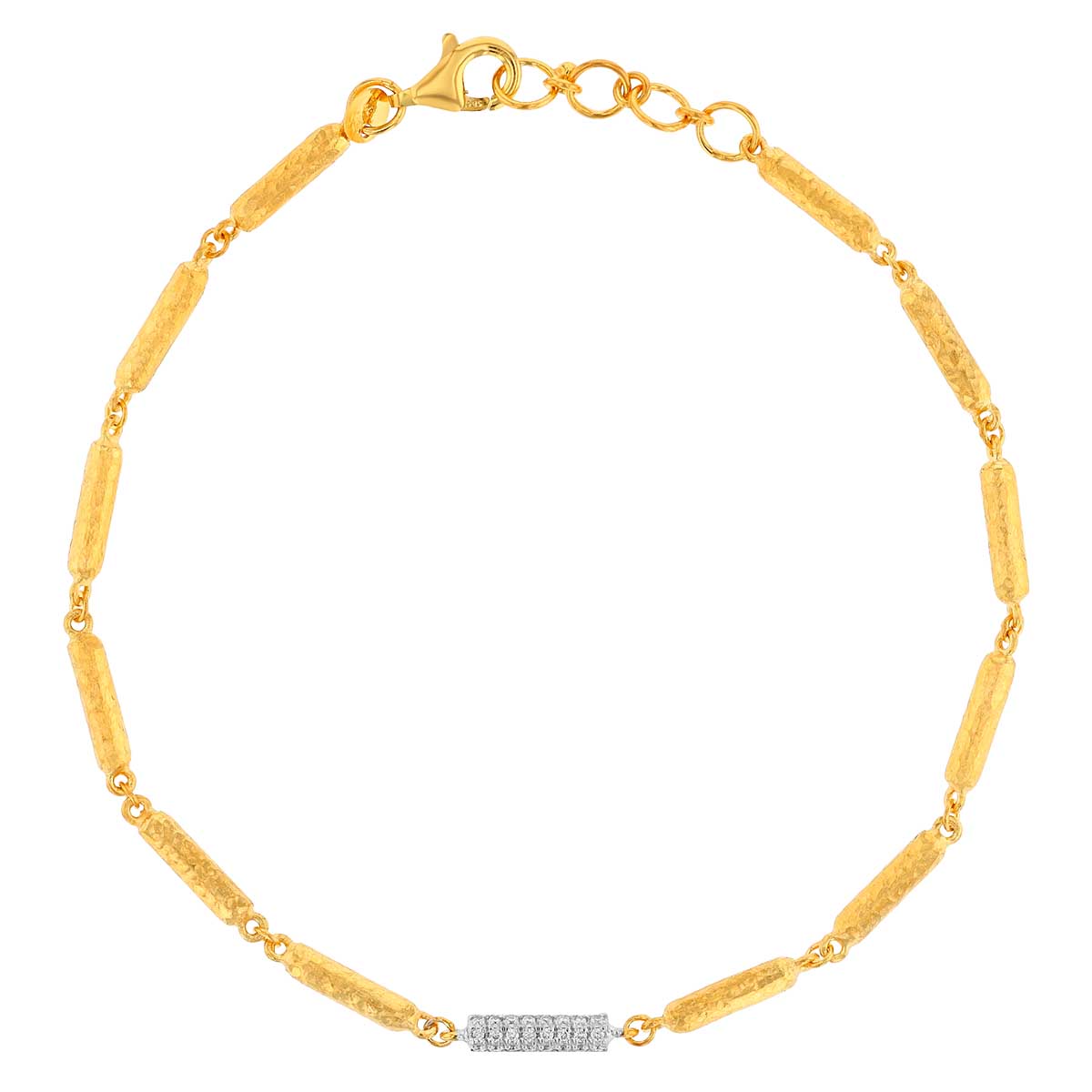 Marika Single Diamond Pavé Round Link Chain Bracelet in Two Tone, 7
