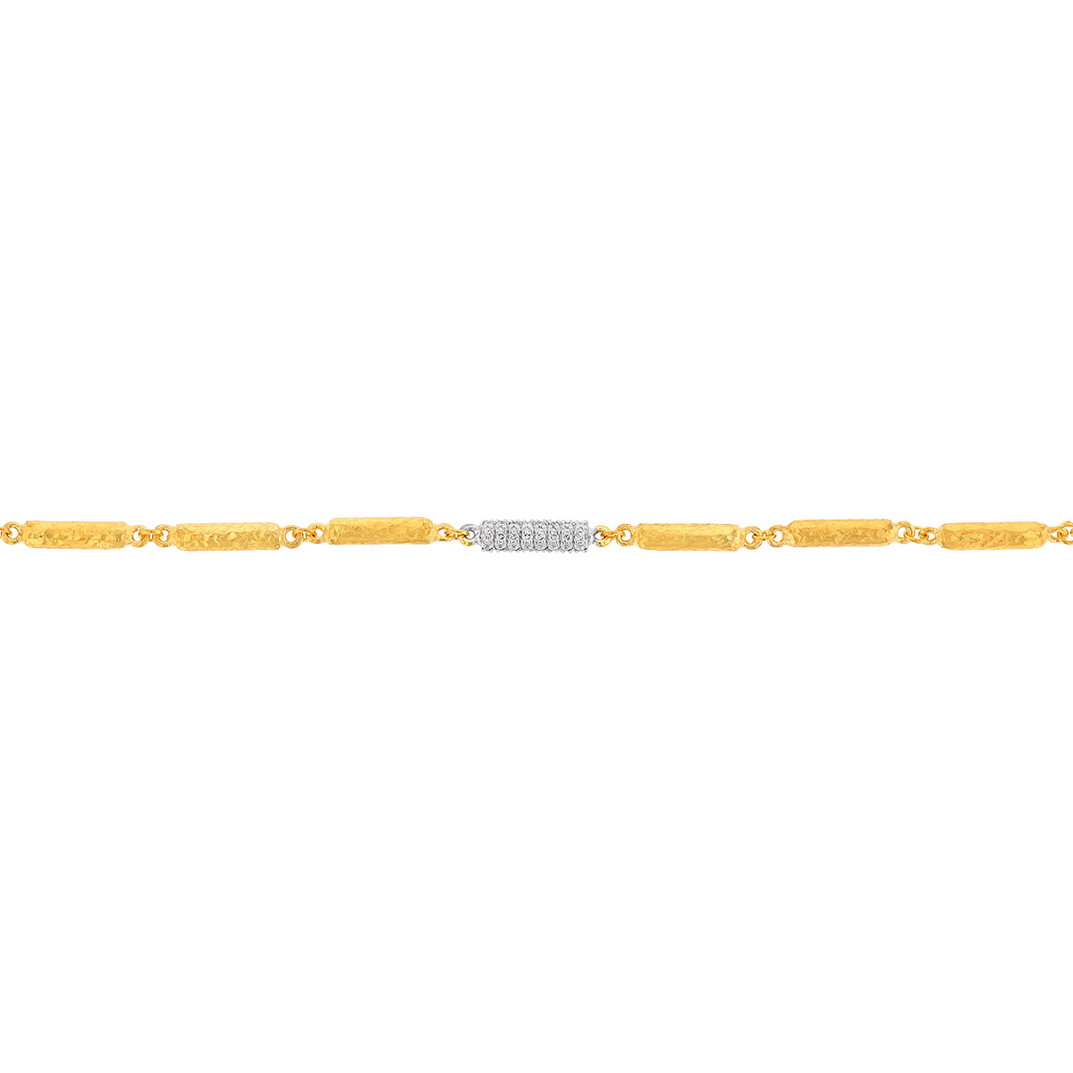 Marika Single Diamond Pavé Round Link Chain Bracelet in Two Tone, 7