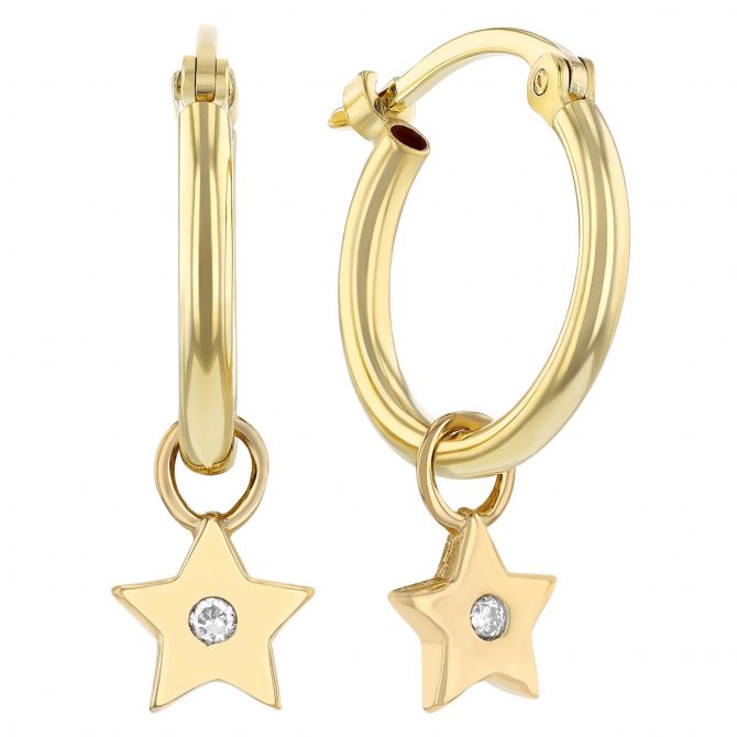 Star drop hoop earrings on sale