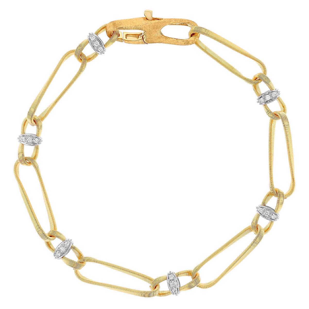 Marco Bicego Marrakech Onde Yellow Gold Twisted Coil Link Bracelet With Diamond Accents, 7.5
