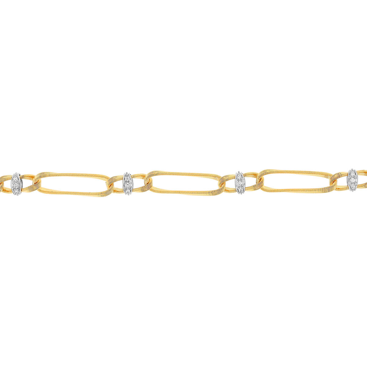 Marco Bicego Marrakech Onde Yellow Gold Twisted Coil Link Bracelet With Diamond Accents, 7.5
