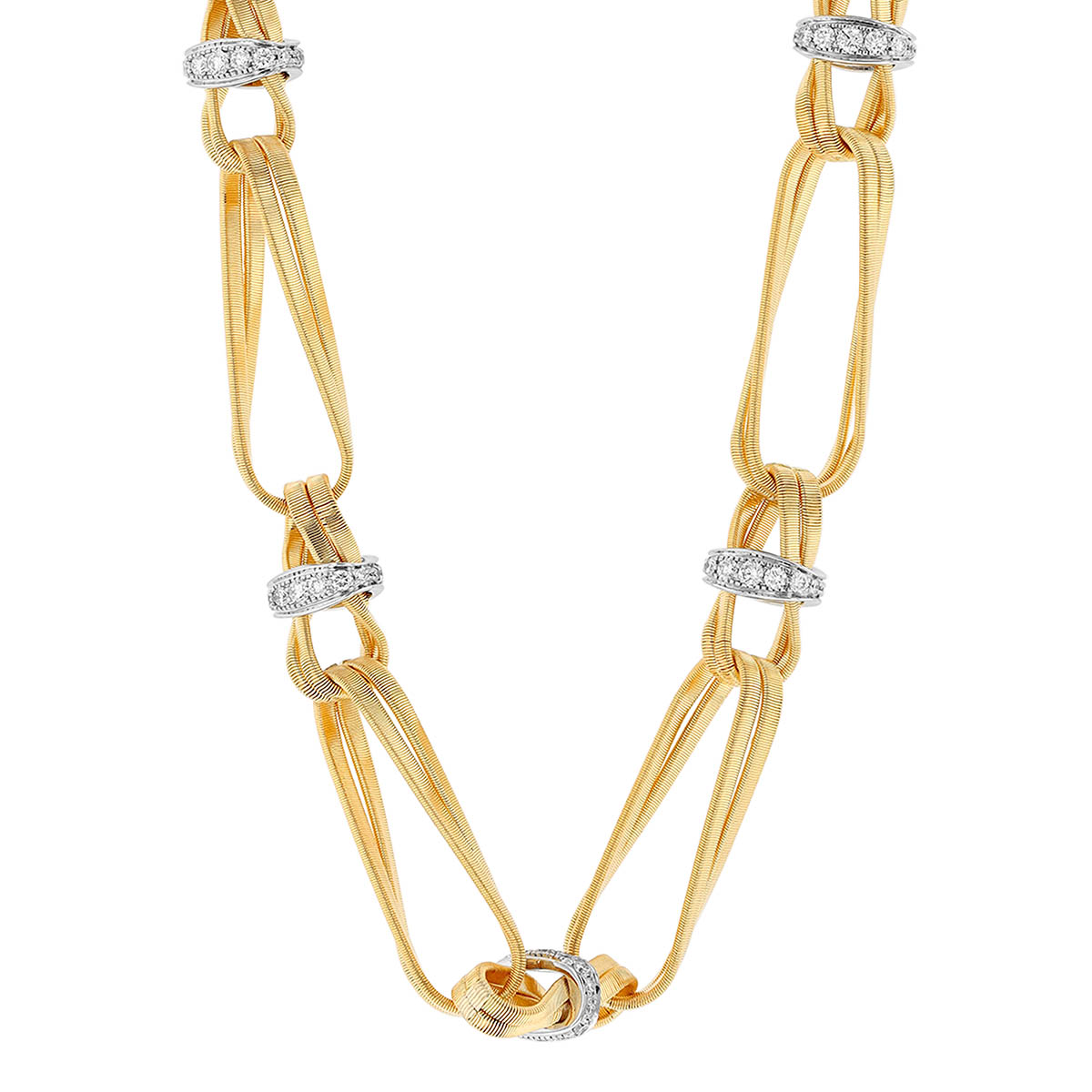 Marika Marrakech Onde Diamond & Yellow Gold Twisted Link Necklace, 17.75