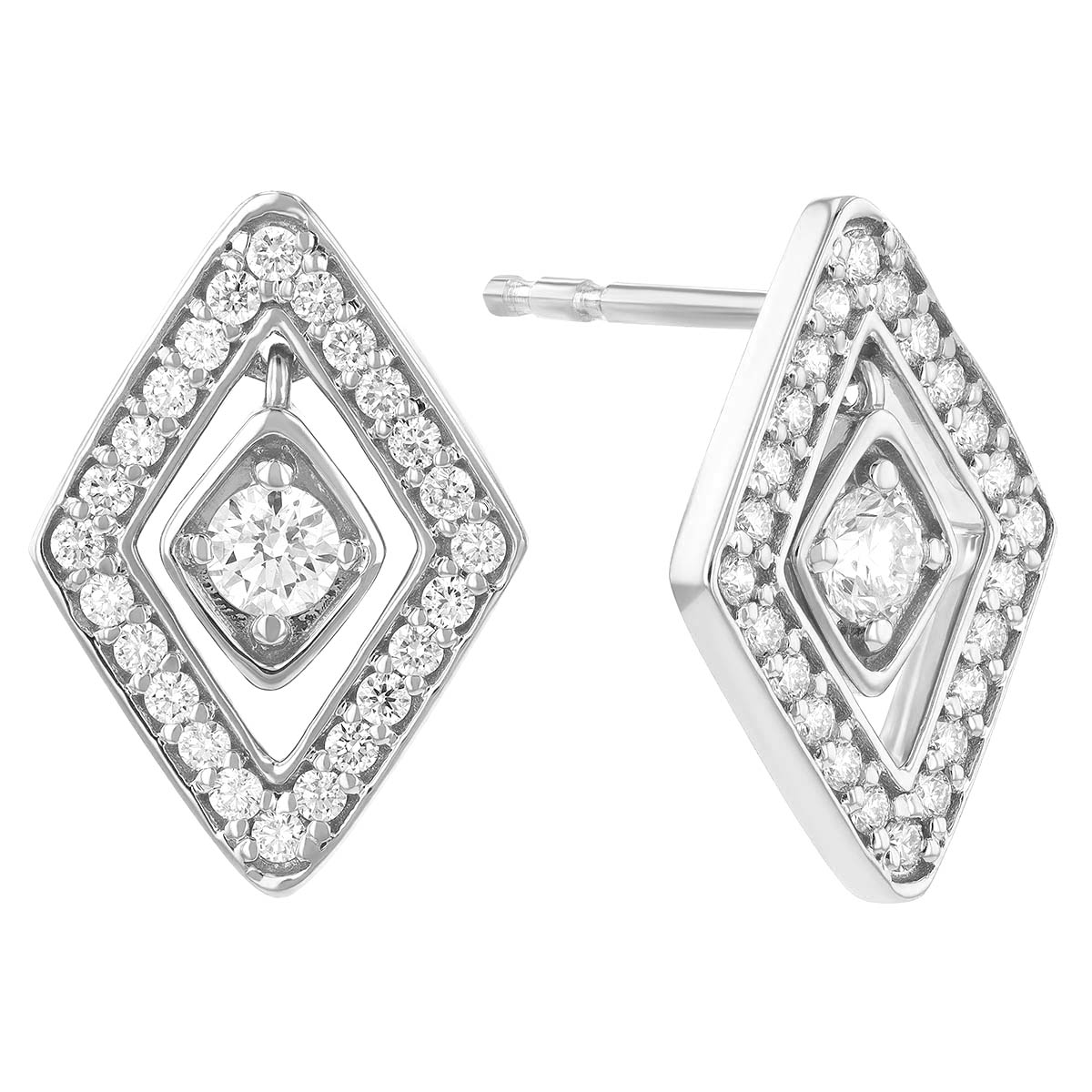 Roberto Coin Diamante Diamond Geometric Stud Earrings 18K Gold