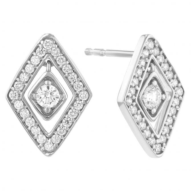 Roberto Coin Diamante Diamond Geometric Stud Earrings 18K Gold