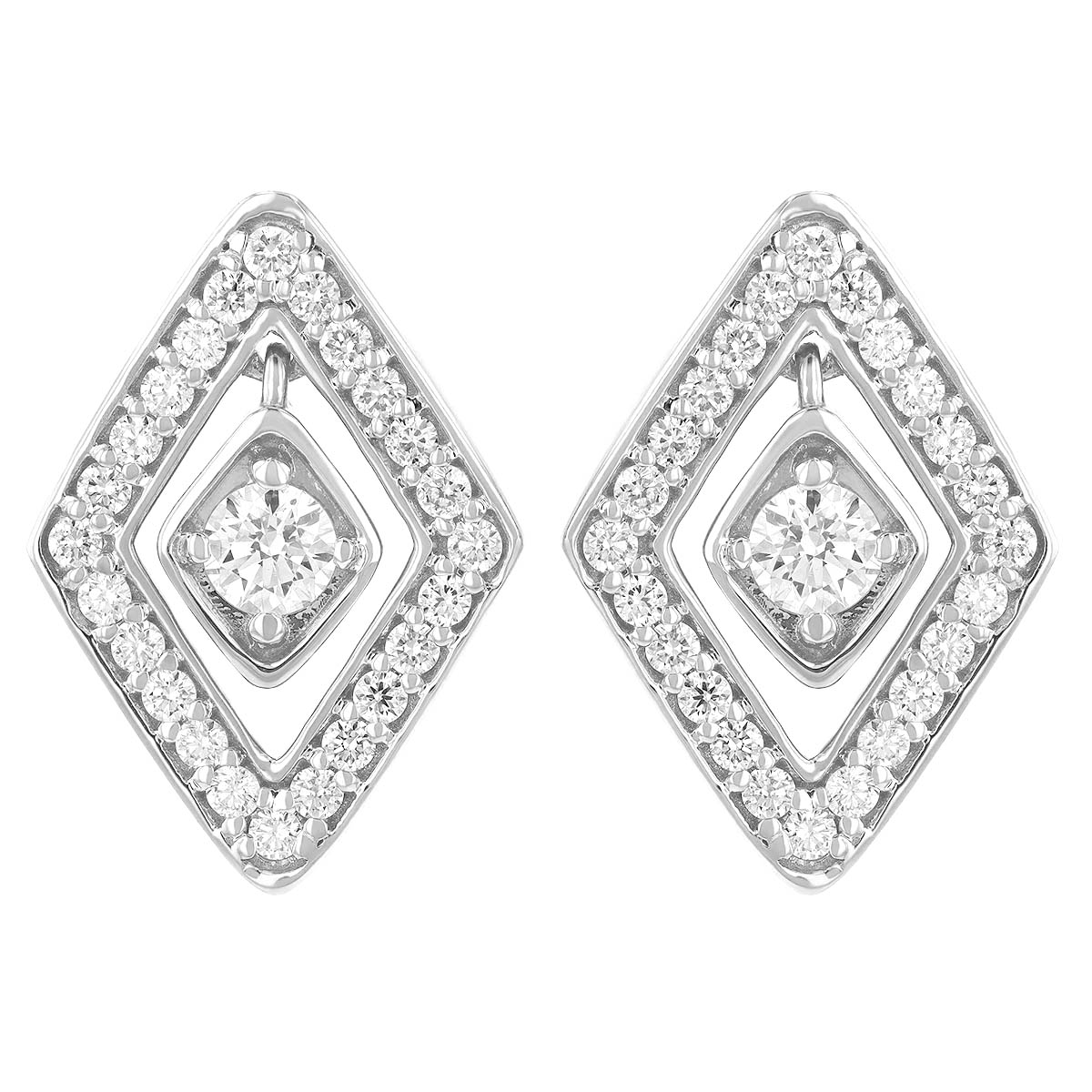 Roberto Coin Diamante Diamond Geometric Stud Earrings 18K Gold