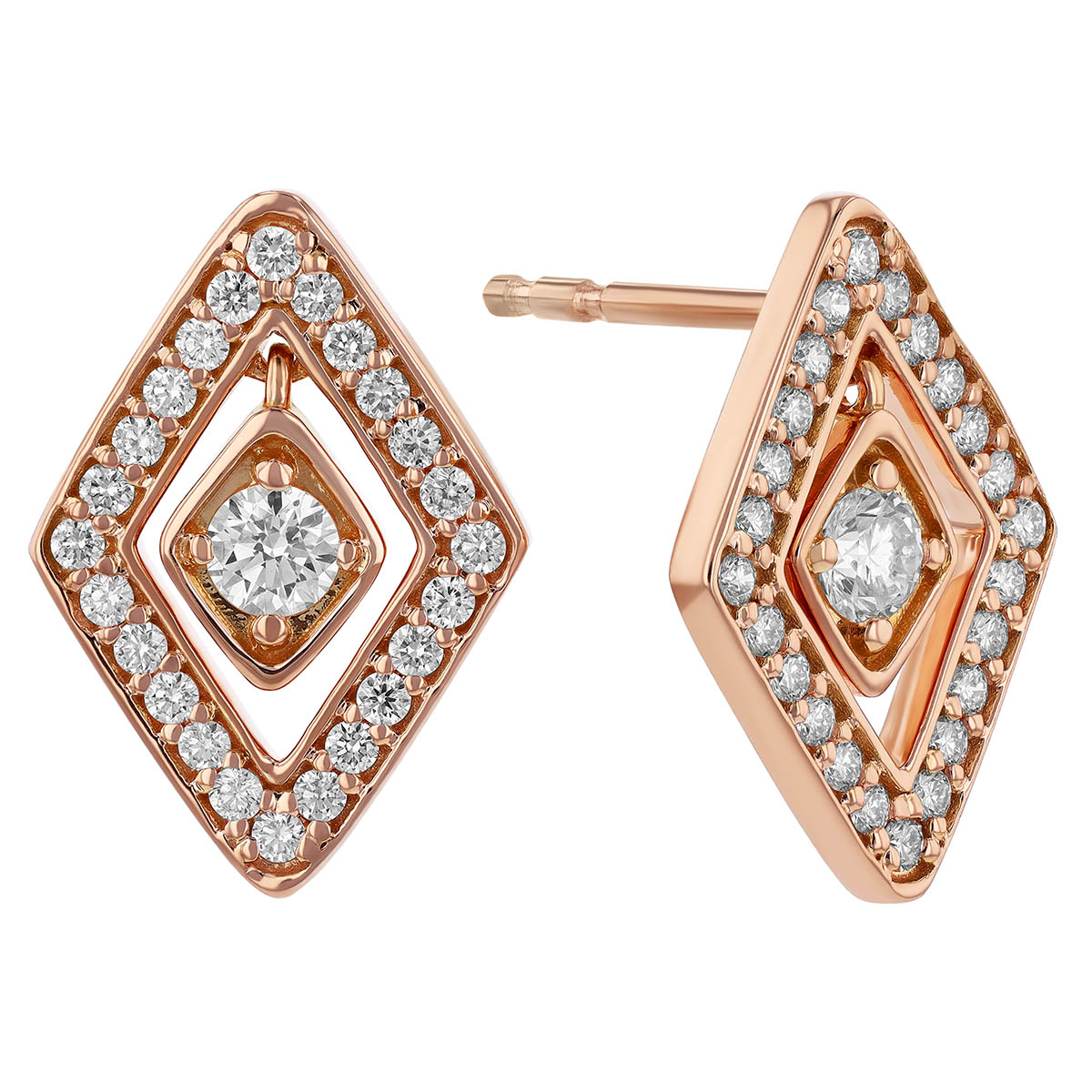 Roberto Coin Diamante Diamond Geometric Stud Earrings 18K Gold